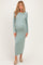 Sage Ribbed Fitted Long Sleeve Maternity Midi Dress