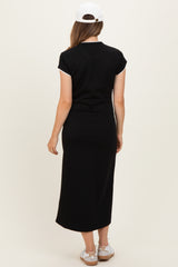 Black Contrast Trim Short Sleeve Maternity Midi Dress