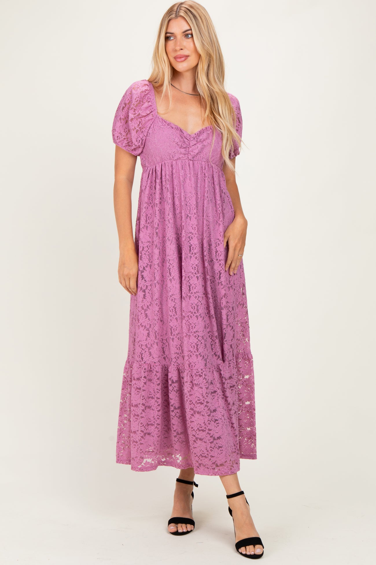 Mauve Lace Maternity Maxi Dress