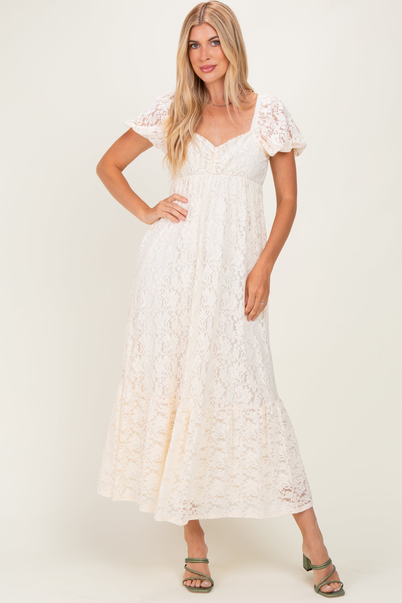 Ivory Lace Maternity Maxi Dress