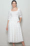 Cream Floral Smocked Midi Dress