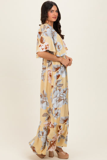 Yellow Floral V-Neck Maxi Dress