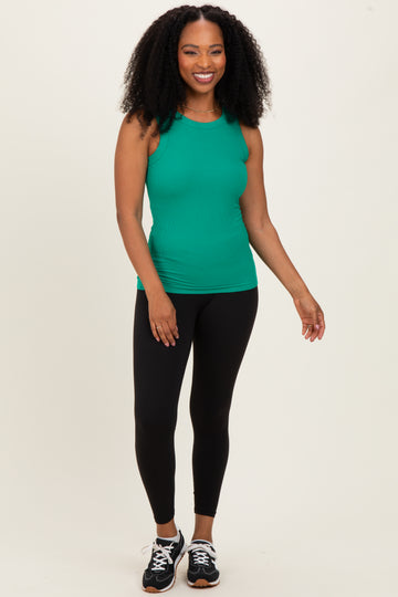 Kelly Green Ribbed High Neck Tank Top