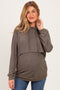 Mocha Double Layer Long Sleeve Maternity Nursing Hoodie