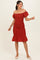 Rust Smocked Off Shoulder Ruffle Hem Dress