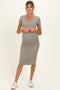 Faded Olive Striped Henley Maternity Midi Dress