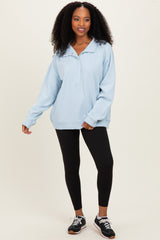 Light Blue Snap Collar Oversized Sweatshirt