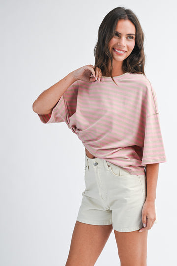 Oat Oversized Striped Boyfriend Tee