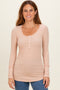 Beige Ribbed Henley Top