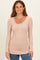 Beige Ribbed Henley Top
