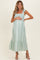 Sage Floral Stripe Smocked Shoulder Tie Maternity Midi Dress