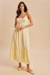 Lemon Lace Accent Maxi Dress
