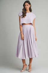 Dusty Lavender Crop Top Midi Skirt Set