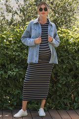 Light Denim Oversized Maternity Shirt Jacket