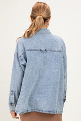 Light Denim Oversized Maternity Shirt Jacket