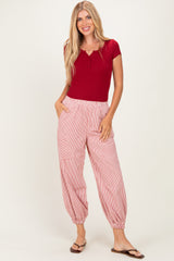 Red Striped Patch Pocket Maternity Pants