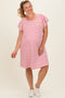Red Striped Flutter Sleeve Maternity Plus T-Shirt Dress