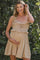 Sand Embroidered Ruffle Accent Maternity Romper