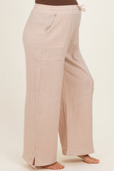 Natural Gauze Cinched Hem Maternity Pants