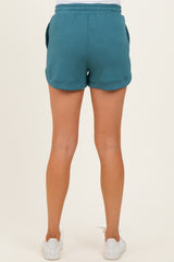 Teal Drawstring Relaxed Fit Maternity Shorts
