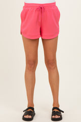 Taffy Pink Drawstring Relaxed Fit Maternity Shorts