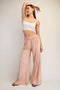 Dusty Pink Mineral Wash Wide Leg Pants