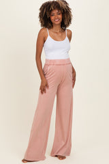 Dusty Pink Mineral Wash Wide Leg Maternity Pants