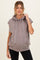 woman wearing a taupe sleeveless maternity hoodie with a kangaroo pocket and adjustable drawstrings