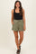 Olive Paper Bag Button Up Twill Maternity Shorts