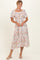 Ivory Floral Flutter Sleeve Midi Dress