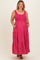 Fuchsia Plaid Tiered Maternity Plus Maxi Dress