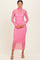 Pink Polka Dot Mesh Overlay Midi Dress
