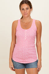 Pink Floral Pointelle Knit Maternity Tank Top