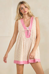 Light Pink Floral Pleated Detail Maternity Romper