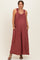 Marsala Ruffle Strap Maternity Wide Leg Jumpsuit