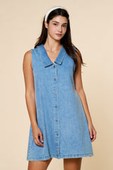 Denim Button Down Maternity Mini Shirt Dress