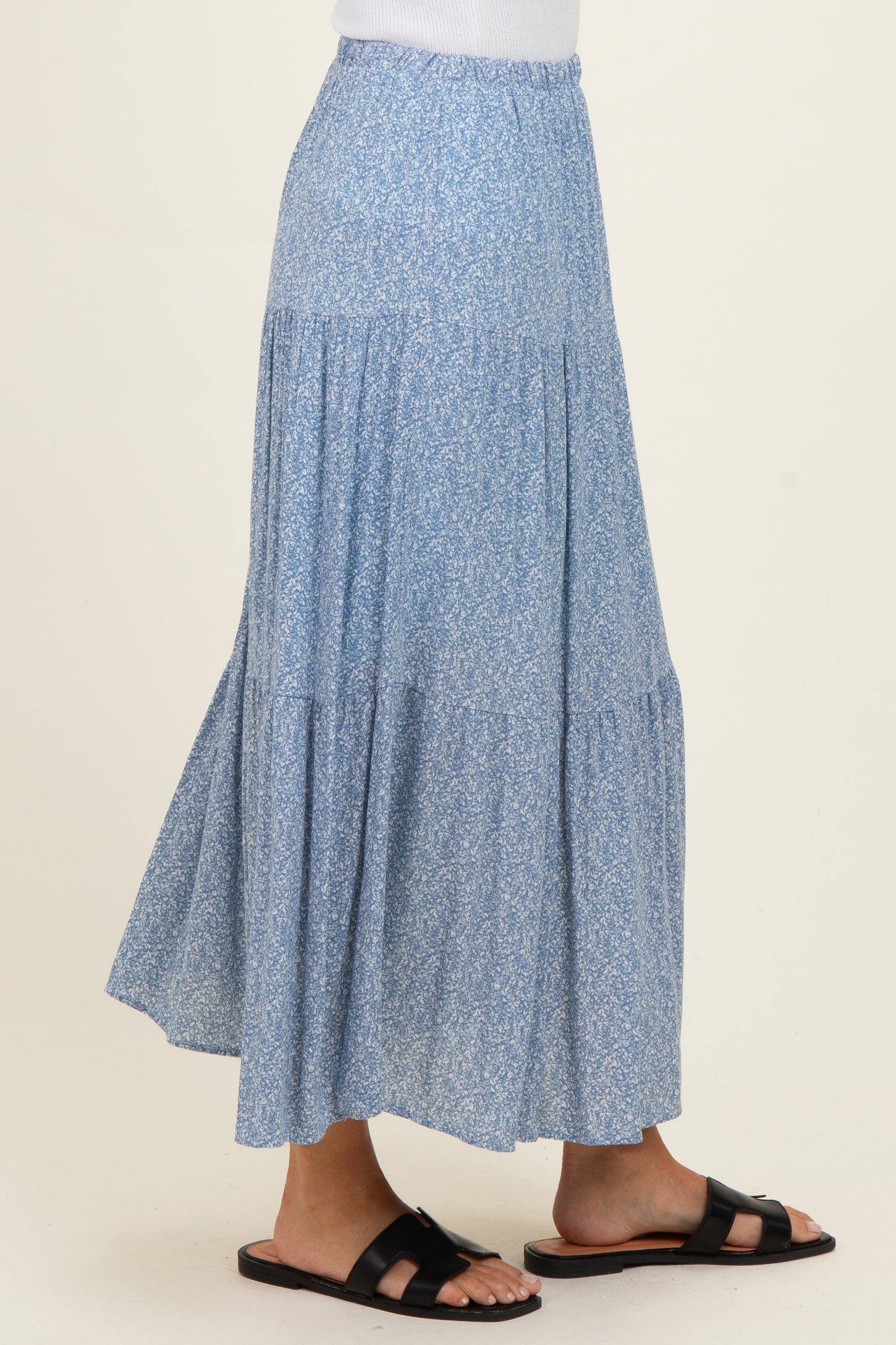 Blue Floral Maxi Skirt
