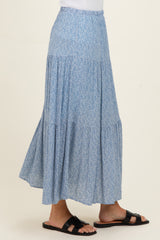 Blue Floral Maxi Skirt