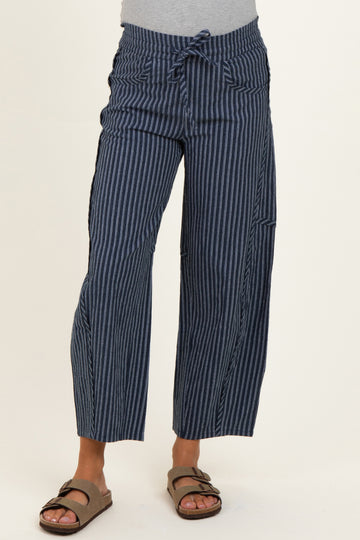 Indigo Pinstripe Drawstring Maternity Pants