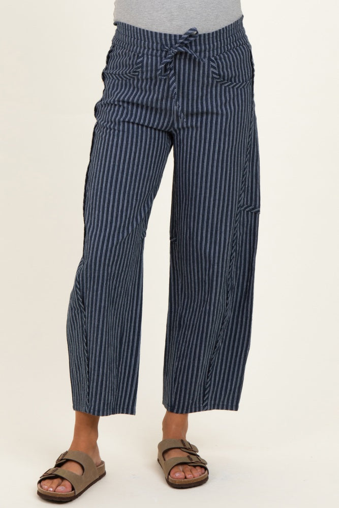 Indigo Pinstripe Drawstring Maternity Pants