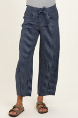 Indigo Pinstripe Drawstring Maternity Pants