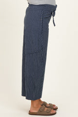Indigo Pinstripe Drawstring Maternity Pants