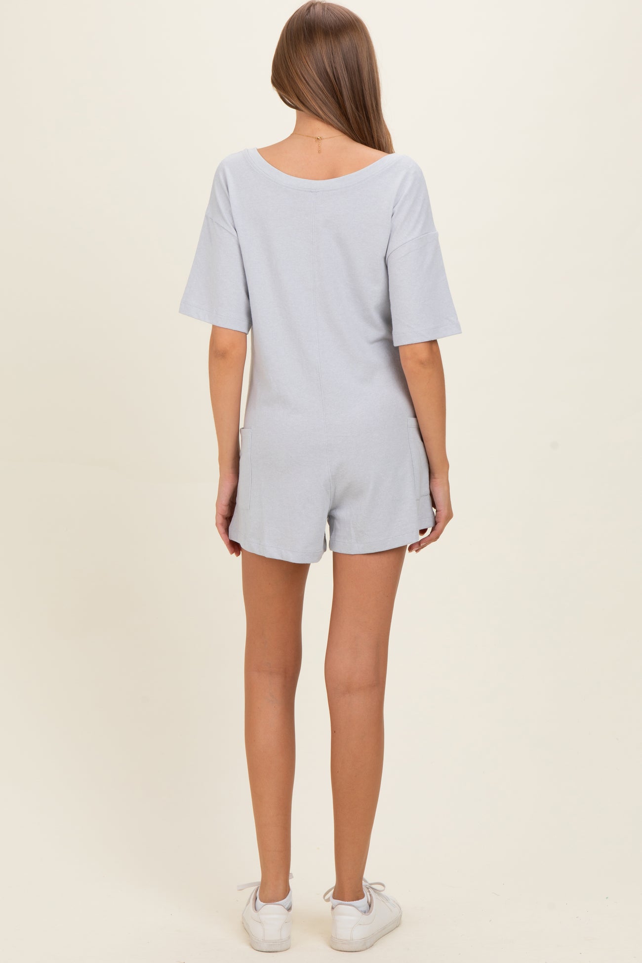 Heather Grey Scoop Neck Maternity Romper