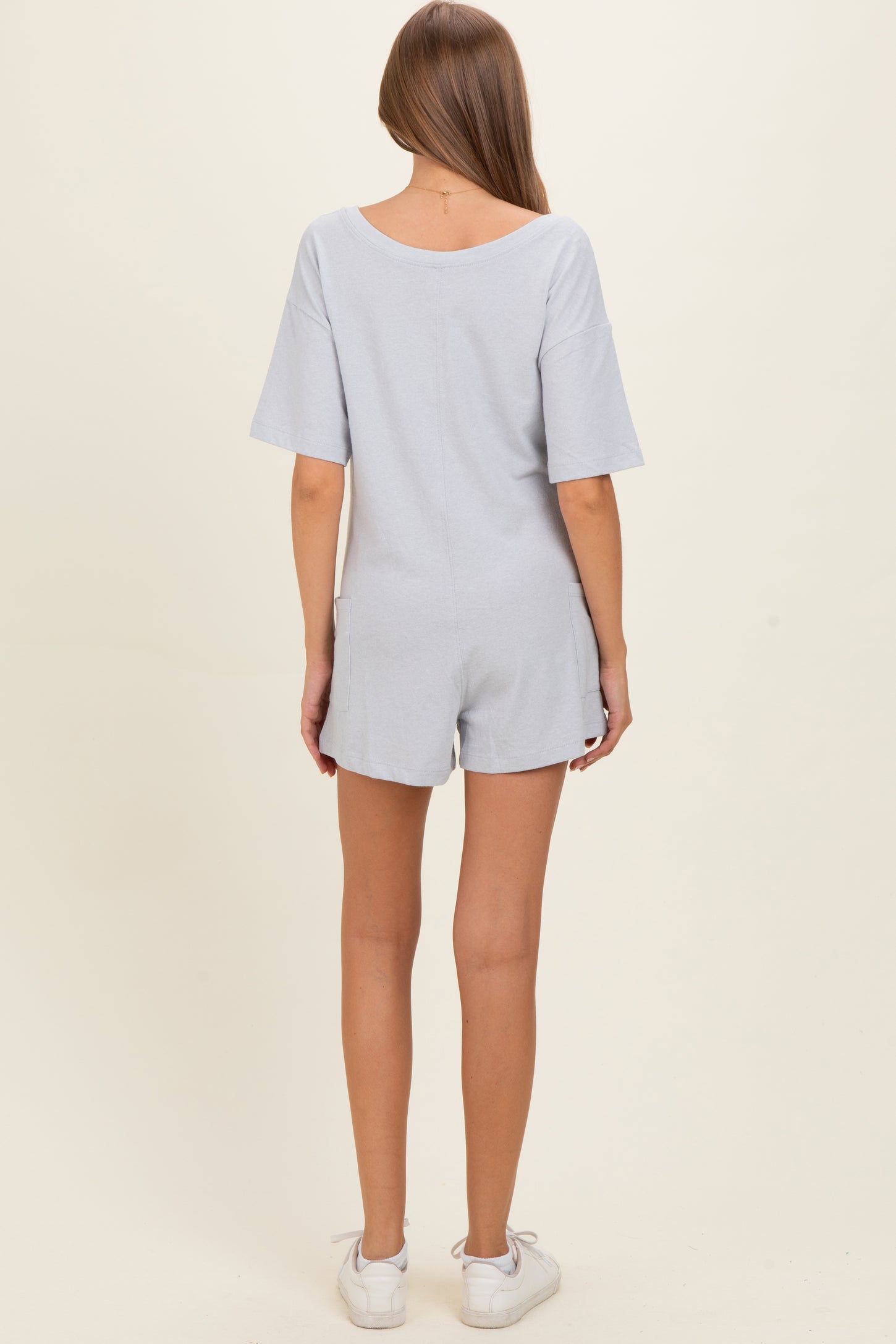 Heather Grey Scoop Neck Maternity Romper