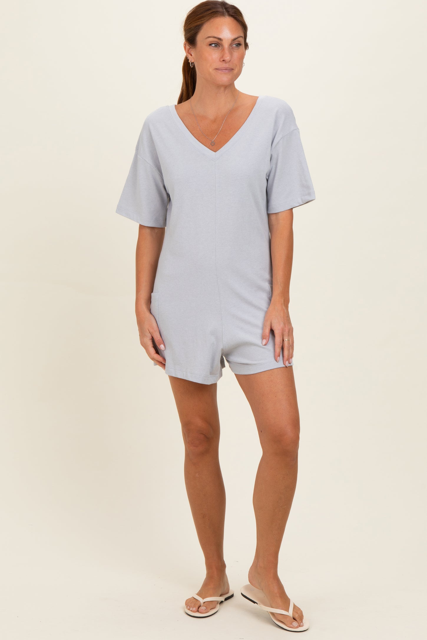 Heather Grey  Scoop Neck Romper