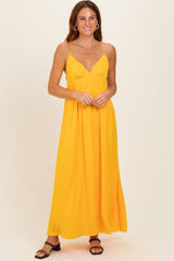 Sunflower V-Neck Open Back Maternity Maxi Dress