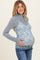 Slate Blue High Neck Fitted Sheer Lace Maternity Top