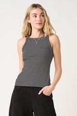 Black Striped Ribbed Knit Maternity Tank Top