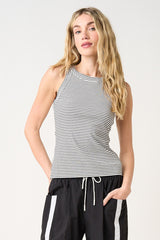 White Striped Ribbed Knit Maternity Tank Top