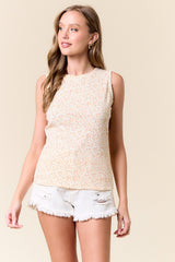 Ivory Floral Ruffle Trim Maternity Tank Top